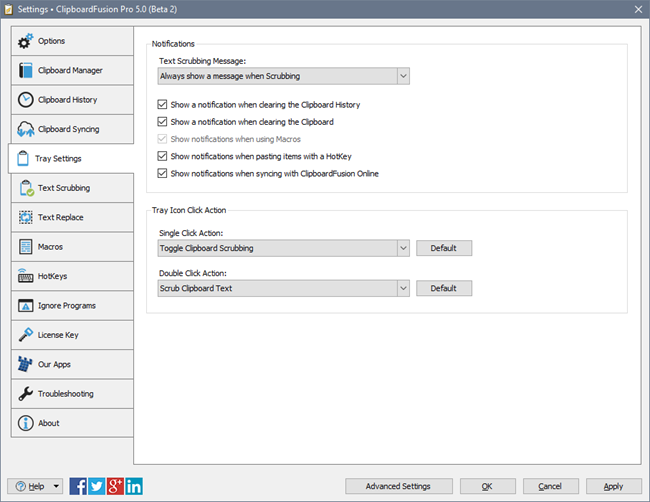 ClipboardFusion Tray Settings Tab