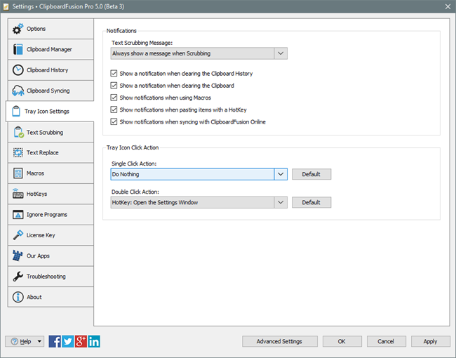 ClipboardFusion Tray Icon Settings Tab